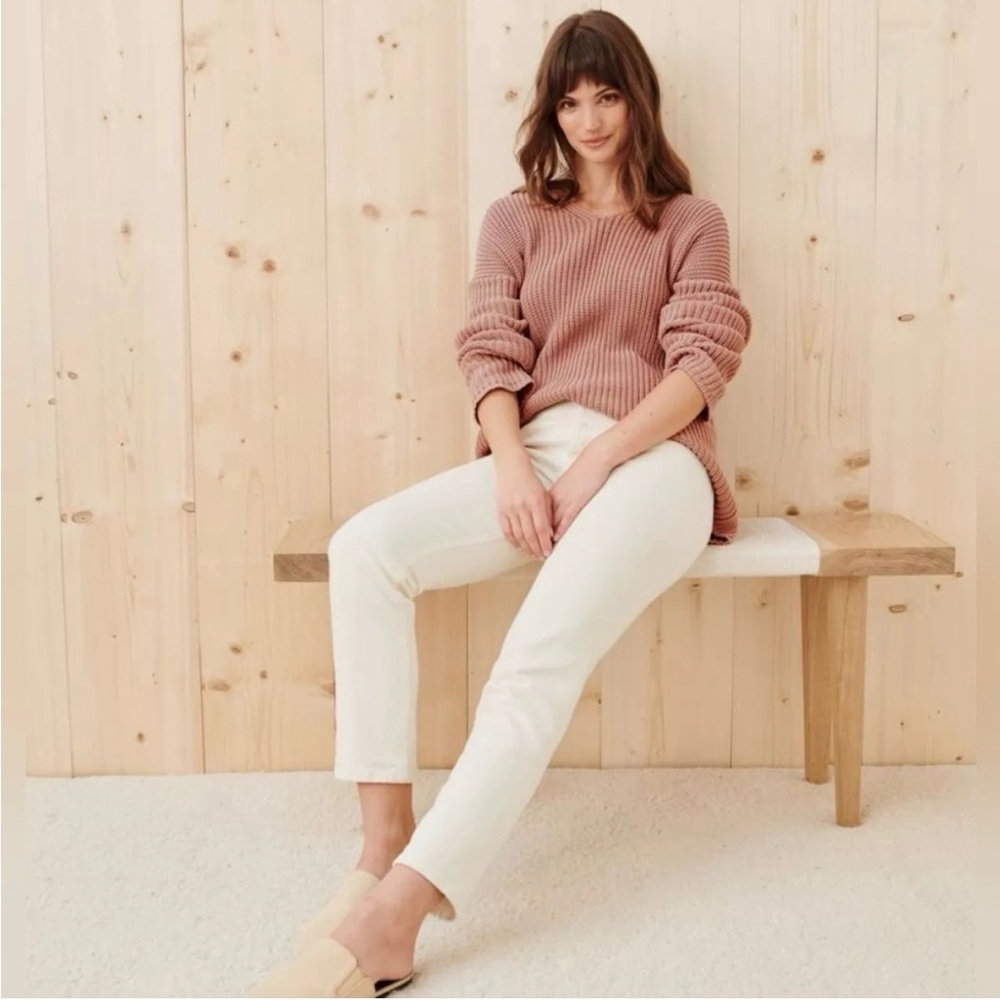 JENNI KAYNE $325 ORGANIC COTTON CABIN SWEATER •ROSE